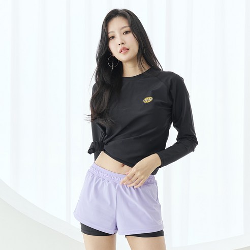 데이닉 여성용 에센셜 오버핏 긴팔 래쉬가드 상하의 세트