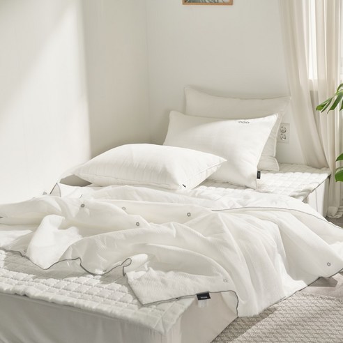 베딩 눈꽃 스노우 시어서커 냉감 시원한 여름이불 + 베개커버 세트