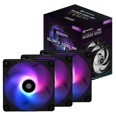 쓰리알시스템 케이스 쿨러 SILENCE GI 120 ARGB 3p, SILENCE GI 120 ARGB(Black), 3개 
PC부품