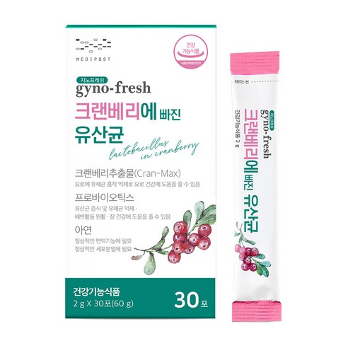 지노프레쉬 크랜베리에 빠진 유산균 30p, 1개, 30회분
