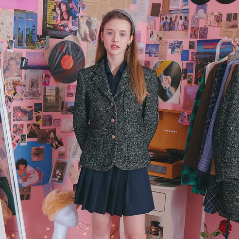벰버 여성용 STUDENT FIT TWEED JACKET