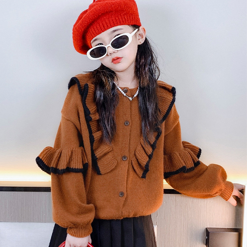 오렌지다몸 여아용 어깨 팔프릴 가디건