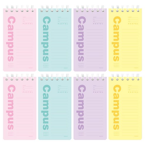 핑크풋 2000 파스텔 캠퍼스 기자 수첩 4종 x 2p 세트 90매, Pink, Mint, Purple, Yellow, 1세트