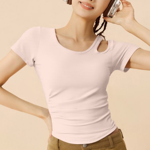 마켓에이 여성용 원숄더 트임 요가 티셔츠