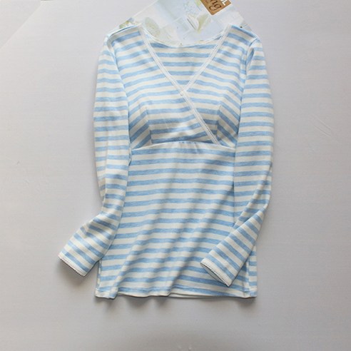 환절기 줄무늬 수유복 고급 홈웨어 따뜻한 임산부 잠옷