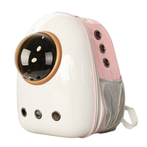 둥둥펫 반려동물 우주선 캡슐 백팩형 이동가방, 핑크, 1개