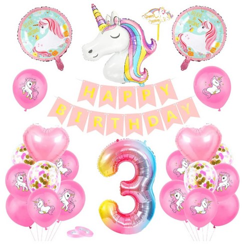마켓감성 무지개 유니콘 생일 파티 풍선 세트, 타입3, 1세트