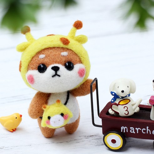 Healingcare 펠트 실 바늘 DIY 세트, 1세트, 14 노란사슴