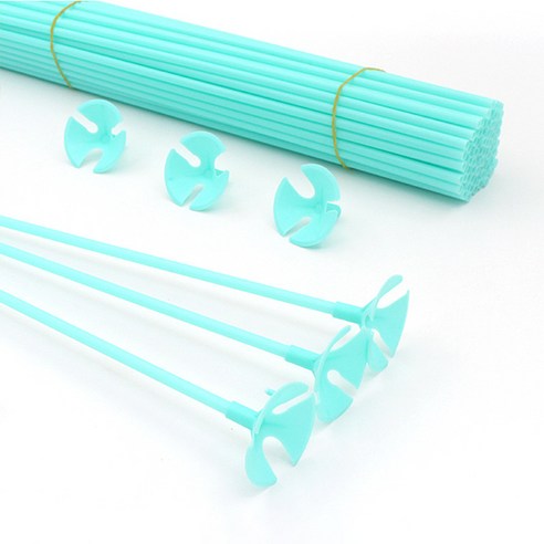 마켓감성 마카롱 풍선 홀더 핸드 스틱 42cm 100p, 민트, 1개