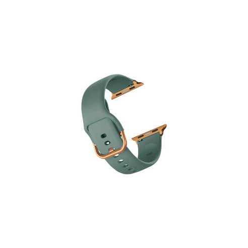 비쉐르 애플워치 3 골드 버클 라운드 V2 실리콘 밴드 스트랩 38mm, 그레이그린, 1개