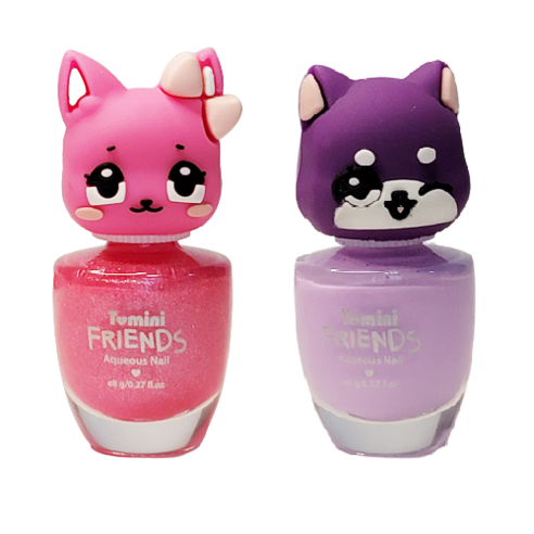 투미니 어린이 프렌즈 수성 네일 8ml x 2종 세트, 트윙클핑크(고양이) + 라벤더(강아지), 1세트