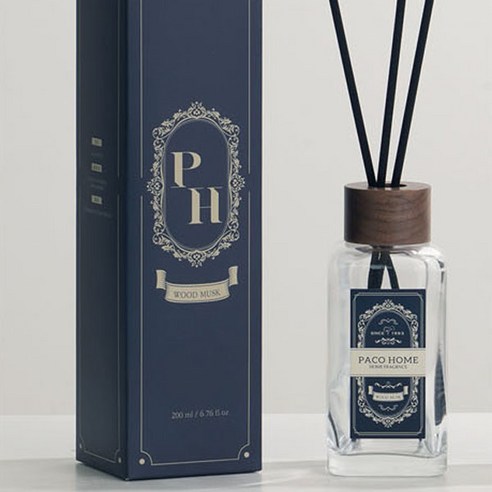 파코홈 리프레쉬 디퓨저 본품 공병 200ml + 리필 200ml+ 리드스틱 4p 세트, 우드머스크, 1세트