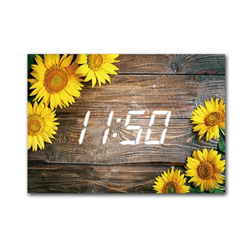 홈마인 LED 시계 캔버스 프린팅 액자 해바라기 A3, 04