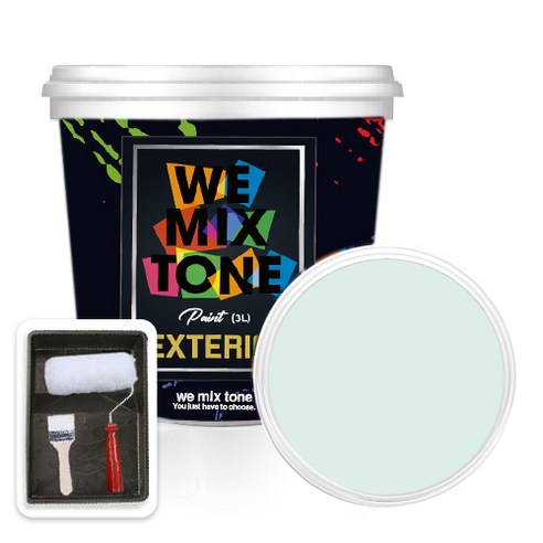 WEMIXTONE 외부용 EXTERIOR 페인트 3L + 붓 + 로울러 + 트레이 세트, WMT0431P01(페인트), 1개