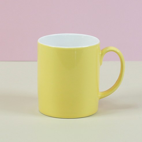 해피정 심플 머그컵 350ml 유광, 옐로우, 1개