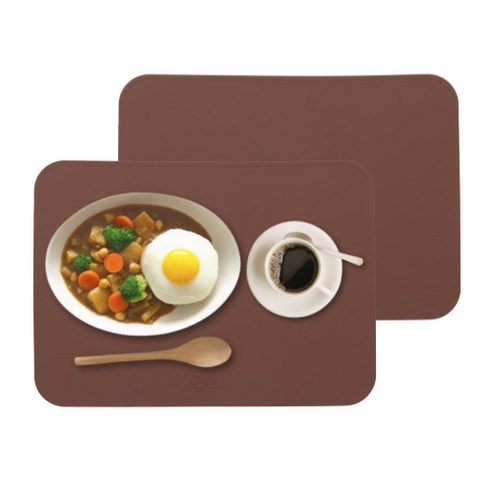 디아르 플래티넘 실리콘 방수 식탁매트 스탠다드, 초코 + 브라운, 40.2 x 28.8 cm, 2개