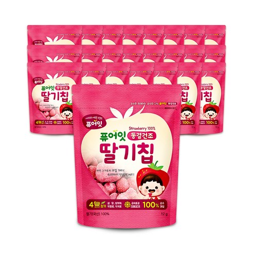 퓨어잇 동결건조 딸기칩, 12g, 25개