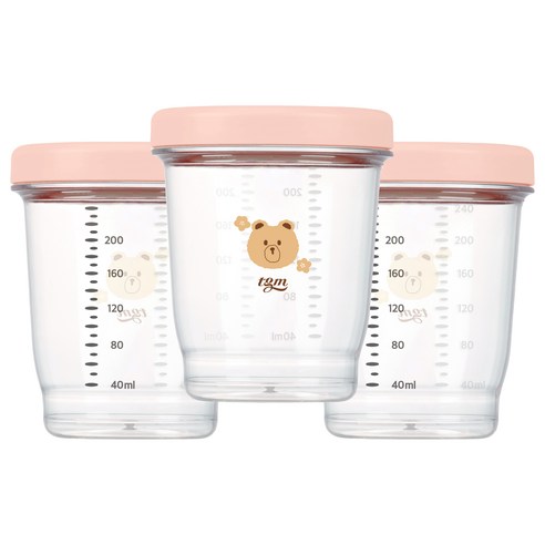 티지엠 에코젠 이유식 보관 용기, 240ml, 코랄핑크, 1세트