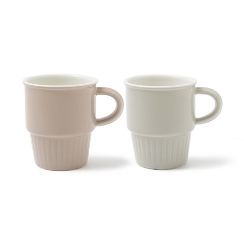 쓰임 비스트로 머그 375ml x 2종 세트, 빈베이지, 그레이, 1세트