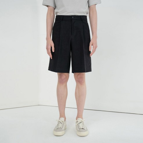 씨오큐 남성용 LINEN PLEATS SHORTS