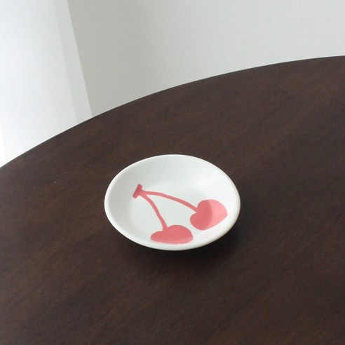 다송메이드 파레트 미니 접시 S, 하트체리(화이트 + 레드), 1개