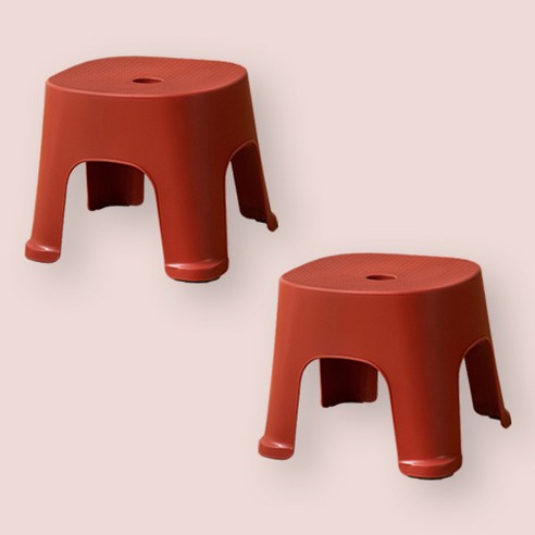PDS홈 가정용 플라스틱 다용도 작은 보조 간이 의자 M 2p, 레드