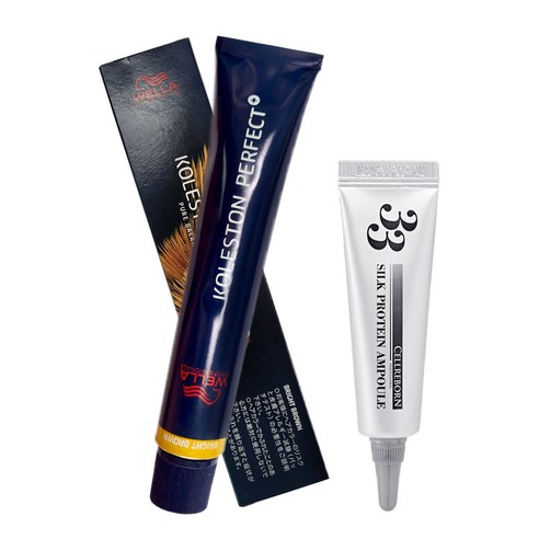 웰라 콜레스톤 퍼펙트 플러스 염모제 80g + 셀리본 33 실크 프로틴 앰플 12ml, 11/47, 1세트