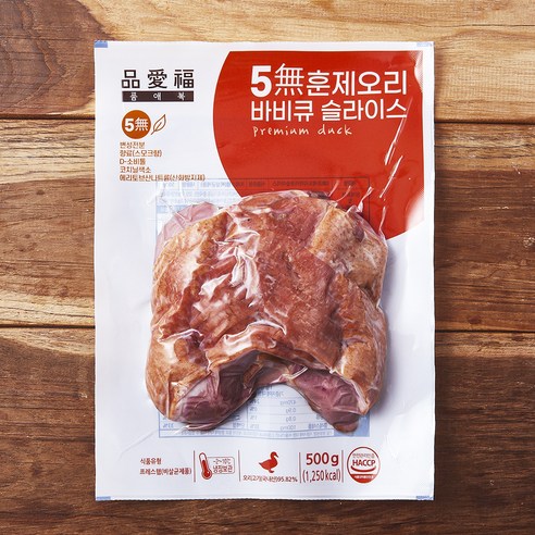 품애복 5무 훈제 오리 슬라이스, 500g, 1개