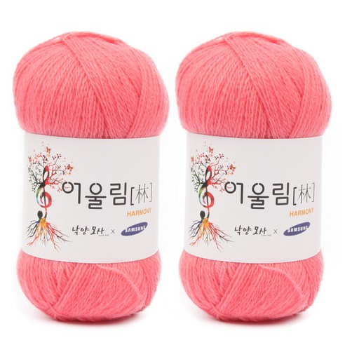 브랜드얀 어울림 뜨개실 2p, 915 코럴핑크, 400m