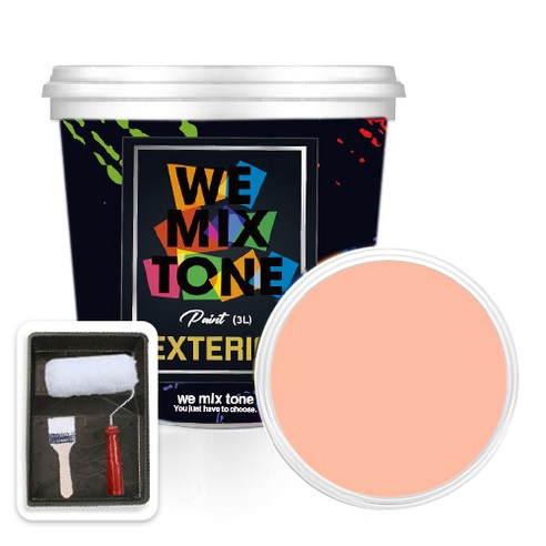 WEMIXTONE 외부용 EXTERIOR 페인트 3L + 붓 + 로울러 + 트레이 세트, WMT0377P01(페인트)