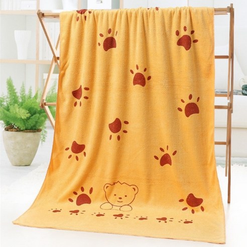 소니오 래빗앤베어 극세사 바스 비치타월 70 x 140 cm, 14 카라멜베어, 1개