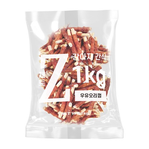 제트 강아지 대용량 수제간식 1kg, 1개, 우유 + 오리껌 혼합맛