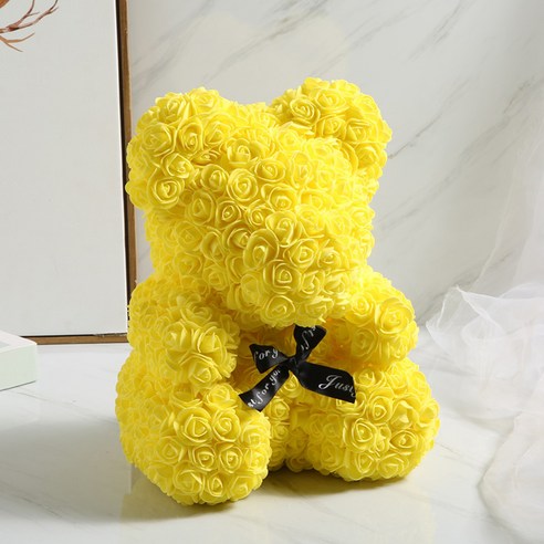 프랑온드 기념일 선물 로즈 베어 25cm + 상자, 리본 옐로우