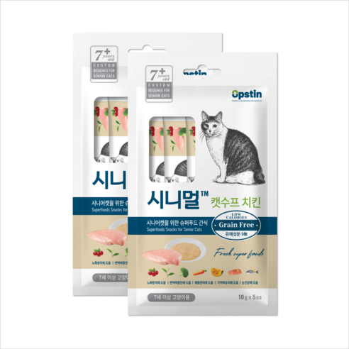 시니멀 고양이 노령묘 시니어캣을 위한 건강 간식 츄르, 50g, 5개