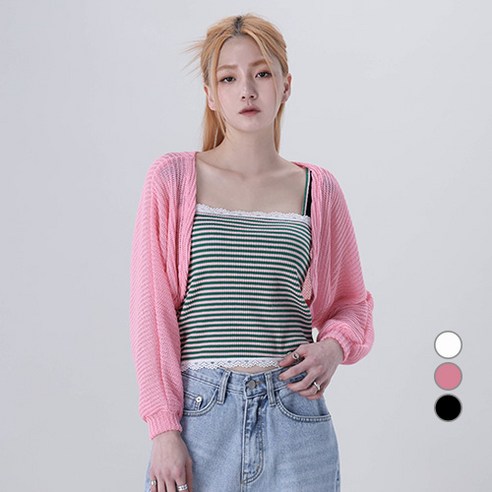 어썸어라운드 여성용 시스루 볼레로 가디건