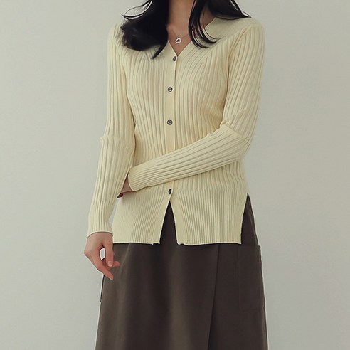 어반프랑 여성용 델리 골지 트임 비스코스 슬림 가디건