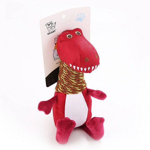 이레 강아지 플러시 공룡 로프 장난감 31 x 22 cm GH82_RD_397, 레드, 1개