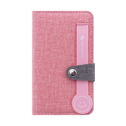 손이가요 휴대폰 지갑 부착형 그립 거치대 홀더플립카드, 1개, 핑크