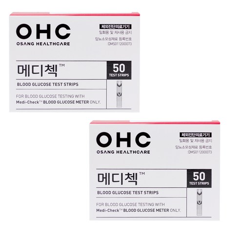 오상헬스케어 메디첵 개인용 혈당 측정 검사지, 50개입, 2개