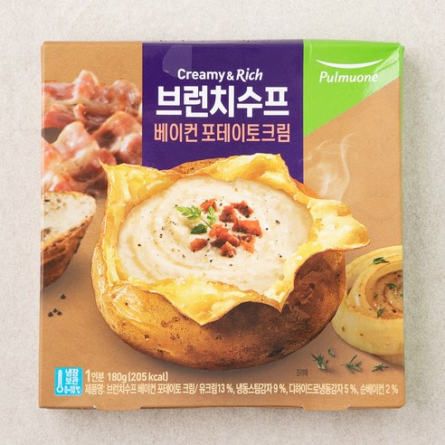 풀무원 브런치수프 베이컨 포테이토 크림 (냉장), 180g, 1개