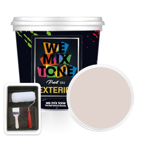 WEMIXTONE 외부용 EXTERIOR 페인트 3L + 붓 + 로울러 + 트레이 세트, WMT0223P01(페인트), 1개