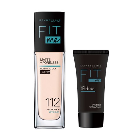 메이블린 핏미 파운데이션 30ml + 핏미 매트 프라이머 5ml 세트, 112 내추럴 아이보리, 1세트