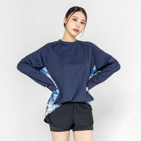 여성용 니파 오버핏 긴팔티 래쉬가드
