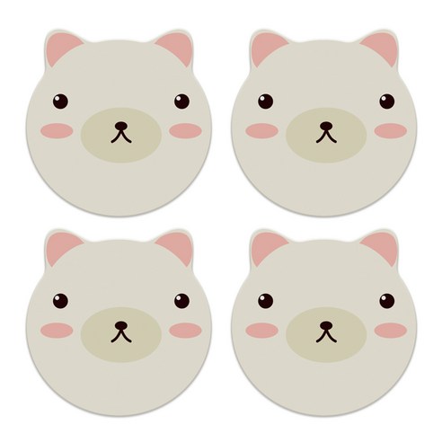 마켓에이 애니멀 규조토 단열 코스터 4p, 백곰