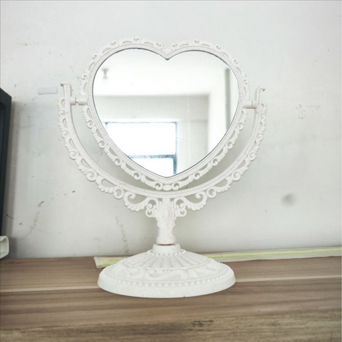 파이네스트원 레트로 무드 인테리어 거울 28 x 19 cm, 하트 화이트