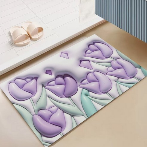 BRINCH 빨아쓰는 3D 입체 디자인 규조토 논슬립 발매트, 타입5901-24