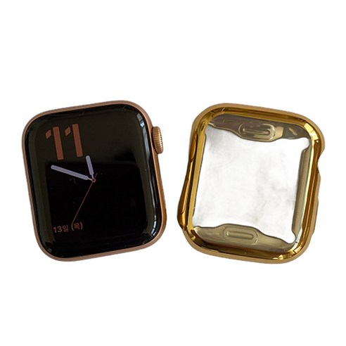 지구촌마트 애플워치 풀커버 TPU 케이스 44mm, 골드