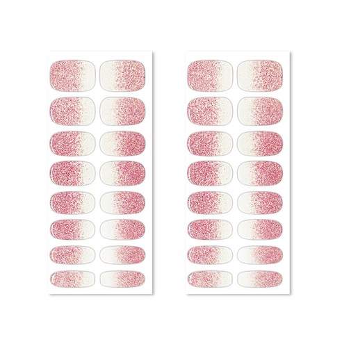 벨랑시 리얼 젤 네일 스트립 베이직 네일스티커 16p, 딥핑크글리터그라데이션, 2개