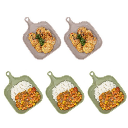 파스텔 아동용 간식접시 5p 세트, 1세트, 올리브그린 3p + 샌드그레이 2p
