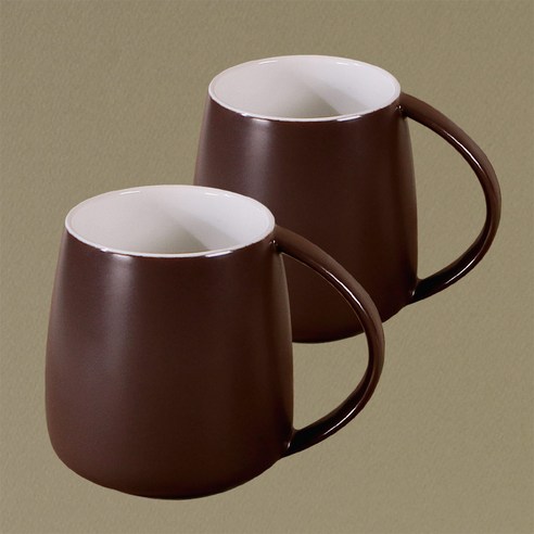 무광 도자기 머그컵 380ml, 코코아, 코코아, 2개